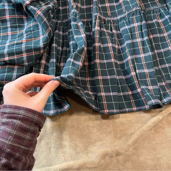 MADEWELL Cotton 'Colette' Green Western Plaid Mini Tiered Shirt Dress - Sz 4 - Picture 8 of 12